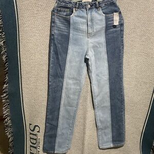 PacSun 90’s Boyfriend Two-Tone Straight Leg Jeans - Light and Dark Blue